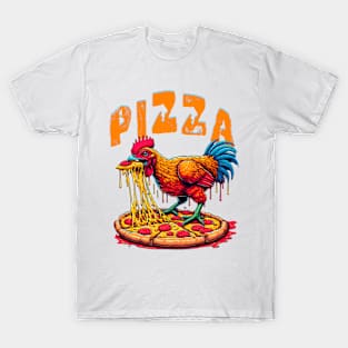 Chicken Pepperoni Pizza Dino Style T-Shirt